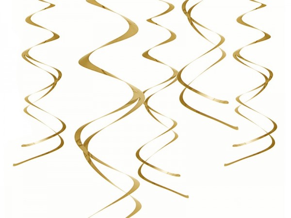 5 goldene metallic Spiralhänger 60cm