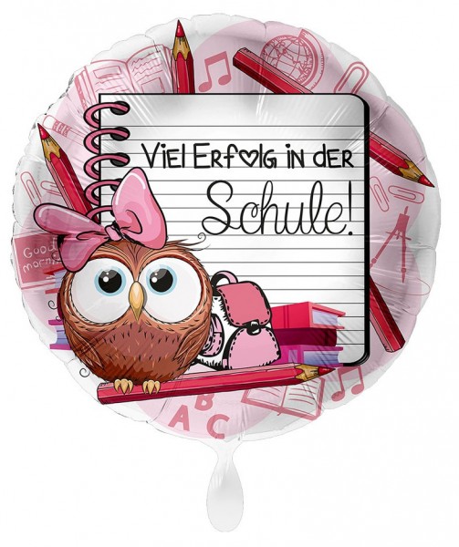 Einschulung Folienballon Eule rosa 43cm
