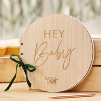 Botanical Babyparty Holz Gästebuch