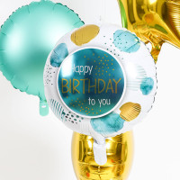 Vorschau: Aquarell Punkte Birthday Folienballon 45cm