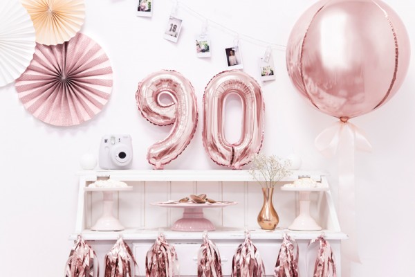 Metallic Ballon Zahl 9 roségold 35cm 2