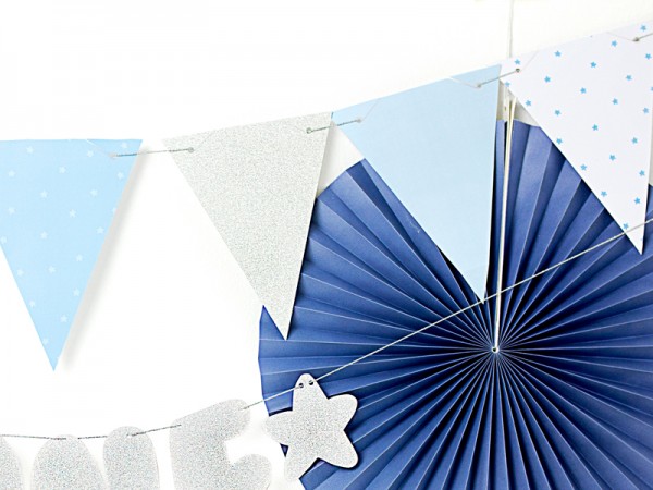 DIY One Star Wimpelkette silber-blau 1,3m 4