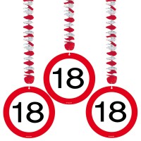 3 Verkehrsschild 18 Spiralhänger 75cm