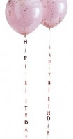 5 Roségoldene Happy Birthday Ballonanhänger 1m