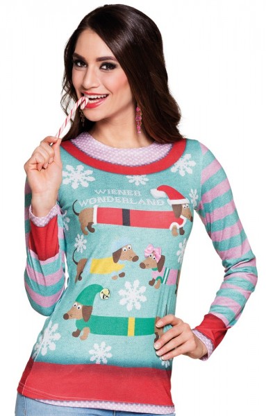 Wiener Wonderland Dackel Weihnachts-Shirt Für Damen