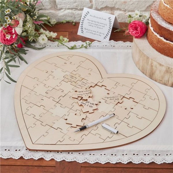 Boho Chic Herzpuzzle Gästebuch 47 x 42cm