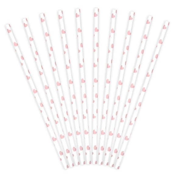 10 Rosy Love Papier Strohhalme 19,5cm 2