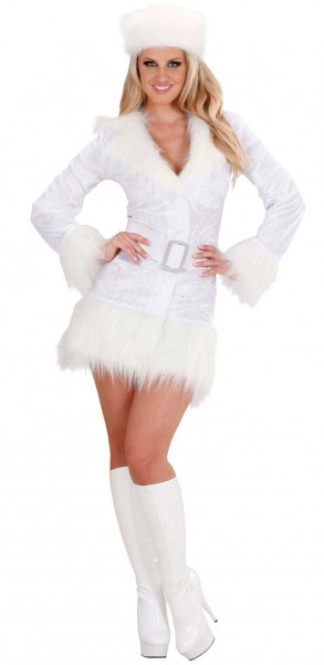 Weißes Minikleid Mit Kunstfellbesatz 2