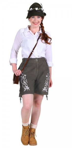 Locker geschnittene Lederhose für Damen grau