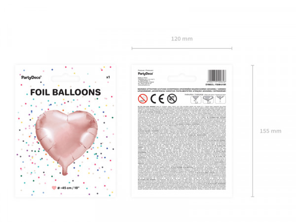 Herzilein Folienballon roségold 45cm 2