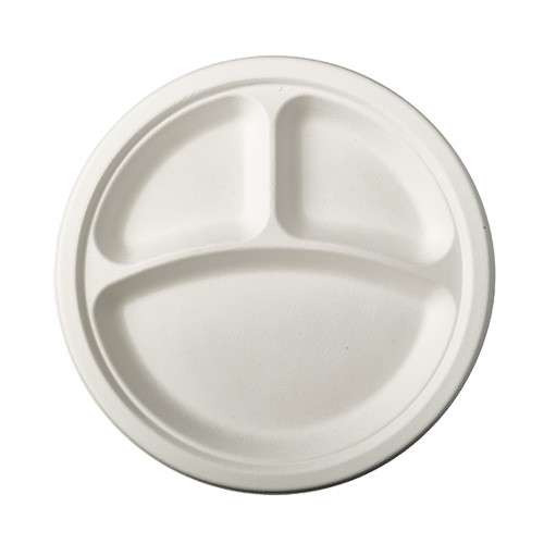 12 Zuckerrohr Teller Tosca 3-geteilt 23cm