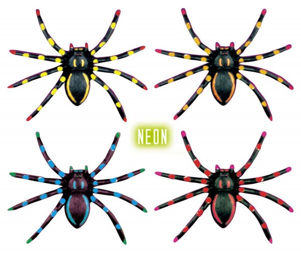 4 Bunte Neon-Spinnen Webstars