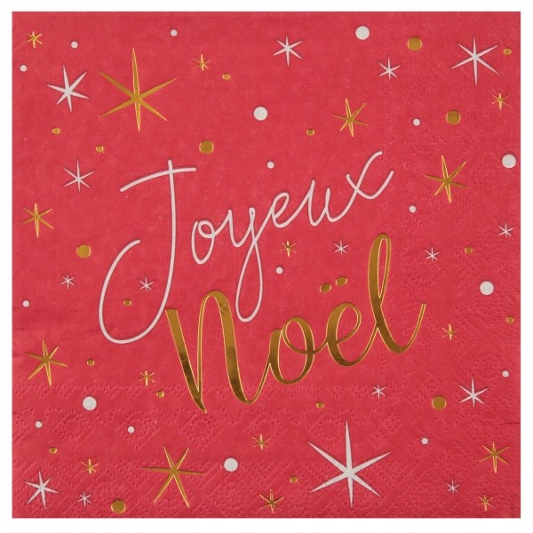 20 Rote Joyeux Noël Sternchen Servietten 33cm