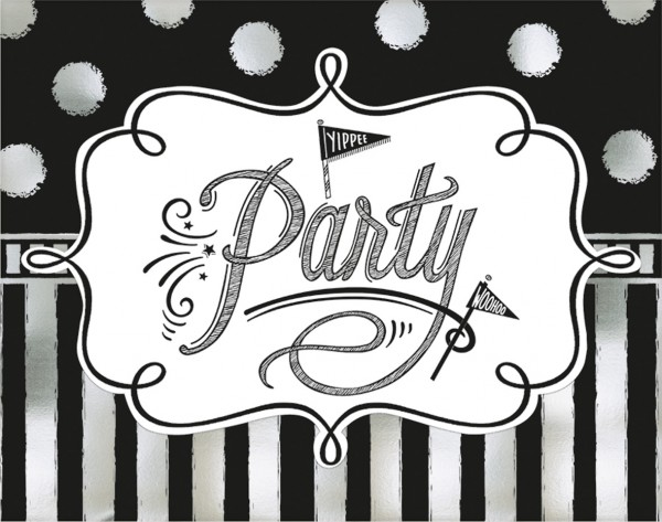 8 Black & White Birthday Einladungskarten