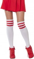 Weiß-Rote College Girl Kniestrümpfe