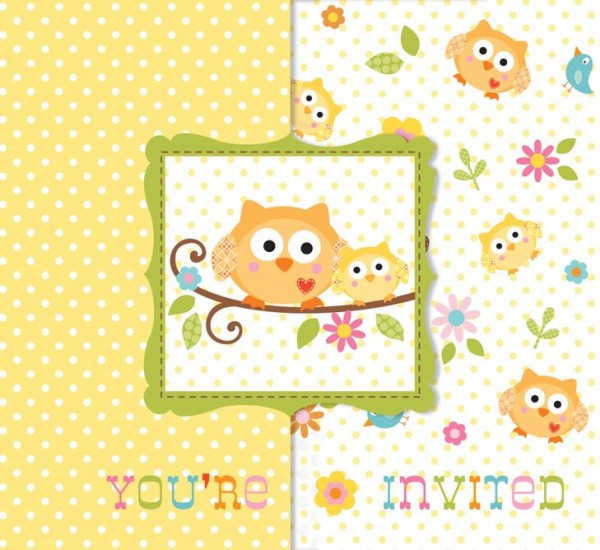 8 Woodland Babyparty Einladungskarten