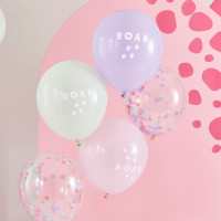 5 Pink Dino Party Latexballons 30cm