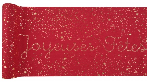 Roter Joyeux Noël Sternchen Tischläufer 28cm 3