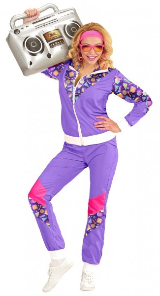 Fresher 80er Jahre Jogginganzug lila für Damen 2