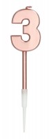 Rosy Blush Zahlenkerze 3 roségold 14cm
