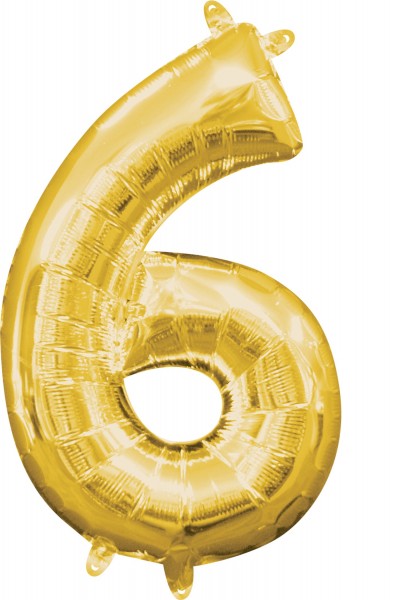 Mini Folienballon Zahl 6 gold 35cm