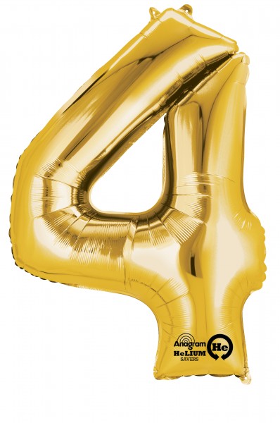 Zahlenballon 4 gold 88cm