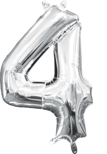 Mini Folienballon Zahl 4 silber 35cm