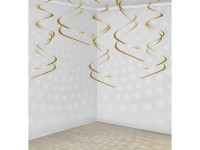Vorschau: 5 goldene metallic Spiralhänger 60cm