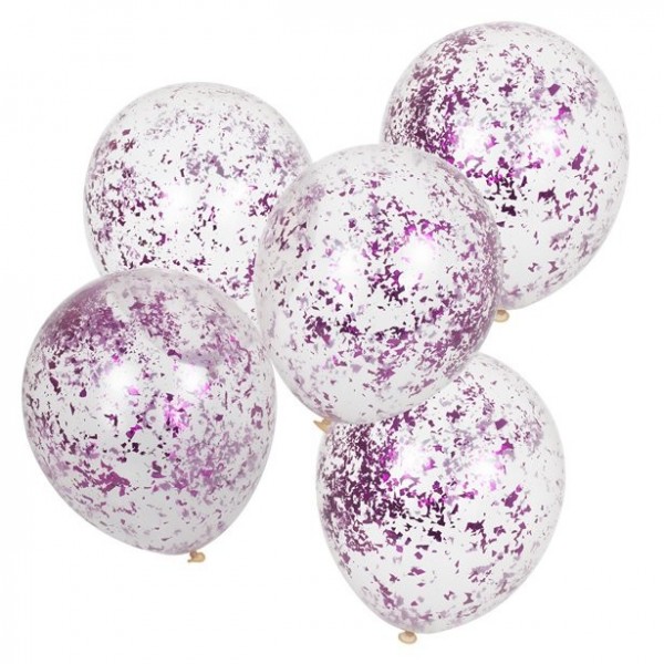 5 Lavendel Birthday Konfettiballons 30cm