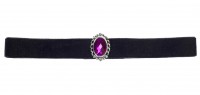 Schwarzer Choker Mit Edelstein Lila
