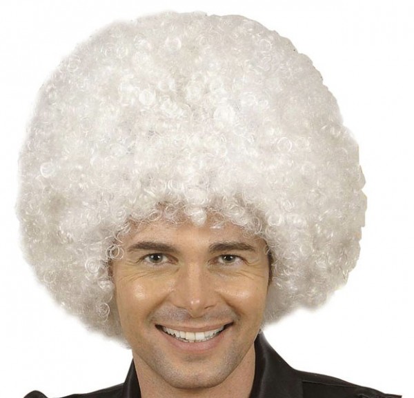 Vit 70-tals afro peruk unisex