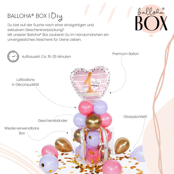 Balloha Geschenkbox DIY 1. Geburtstag Hearts XL 3