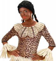 Vorschau: Braun-Beige-Blaues Perlenhalsband