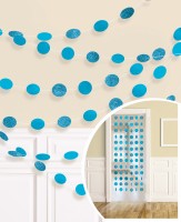 6 Glitzer Girlanden azurblaue Punkte