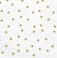 20 Weiße Goldsternchen Servietten 33cm