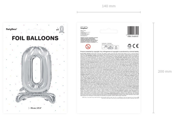Silver 0 stehender Folienballon 70cm 3