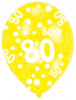 Vorschau: 6 bunte Luftballons 80.Geburtstag 27,5 cm