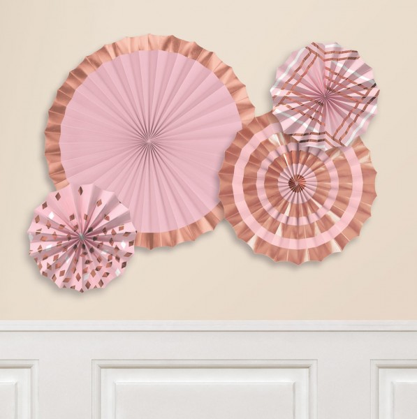 4 Rosy Dreams Papierrosetten