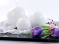 Vorschau: 10 Kugelkerzen Torino weiß 6cm