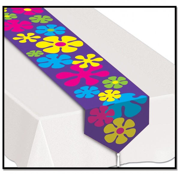 Lilafarbener Retro Flower Power Tischläufer