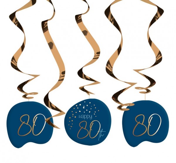 5 Elegant Blue 80th Spiralhänger