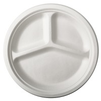 Vorschau: 12 Runde Zuckerrohr Teller 3-geteilt 26cm