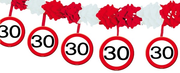 Verkehrsschild 30 Girlande 4m