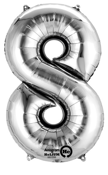 Zahlenballon 8 silber 83cm