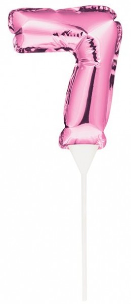 Rosa Zahl 7 Ballon Tortendeko 13cm