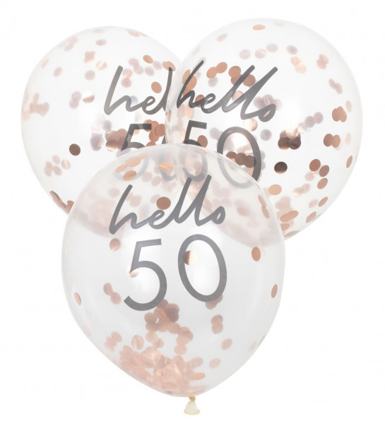 5 Hello Fifty Konfettiballons 30cm