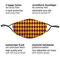 Vorschau: Mund Nasen Maske Zauberschule rot für Erwachsene