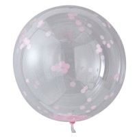 3 Hooray XL Konfettiballons rosa 91cm