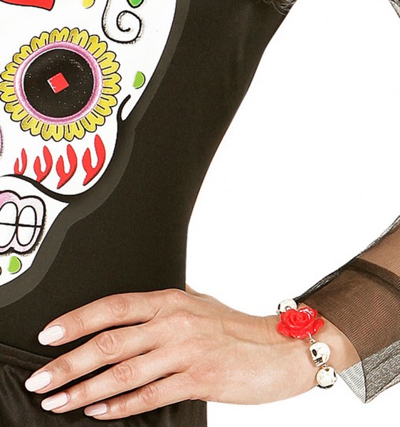 Totenkopf Armband Mit Roter Rose