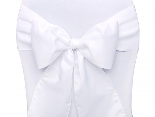 1 Satin Schleifenband für Stühle weiß 15cm x 2,75m